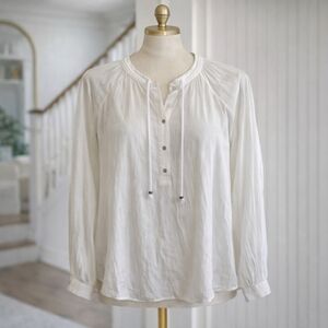 𝅺joe Fresh White Long Sleeve Button Blouse